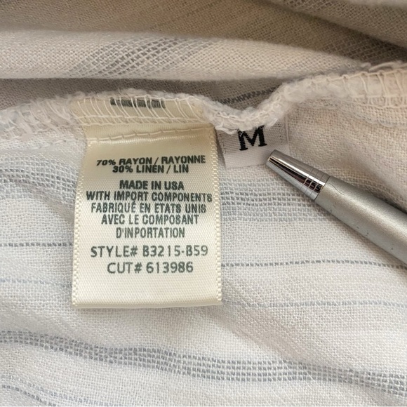 Bella Dahl Linen Blend Folded Pocket Pant in Navy and White Stripes Medium NWT - Picture 10 of 11